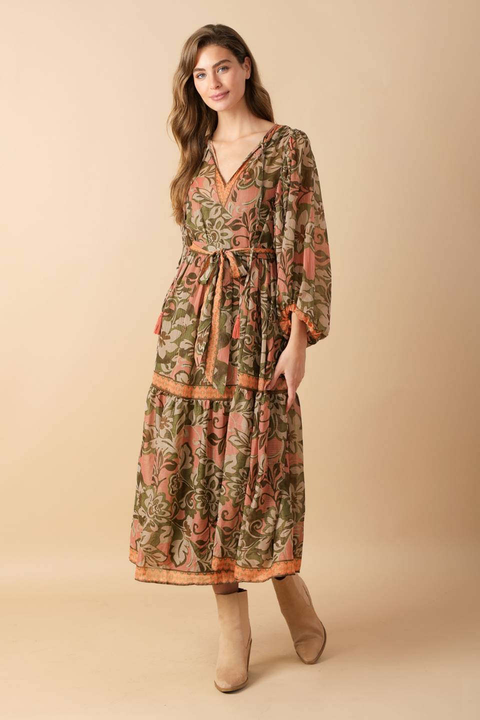 BACK AND FORTH WOVEN MIDI DRESS Flying Tomato